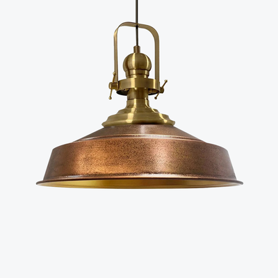 Vintage Industrial Copper & Brass Pendant Light