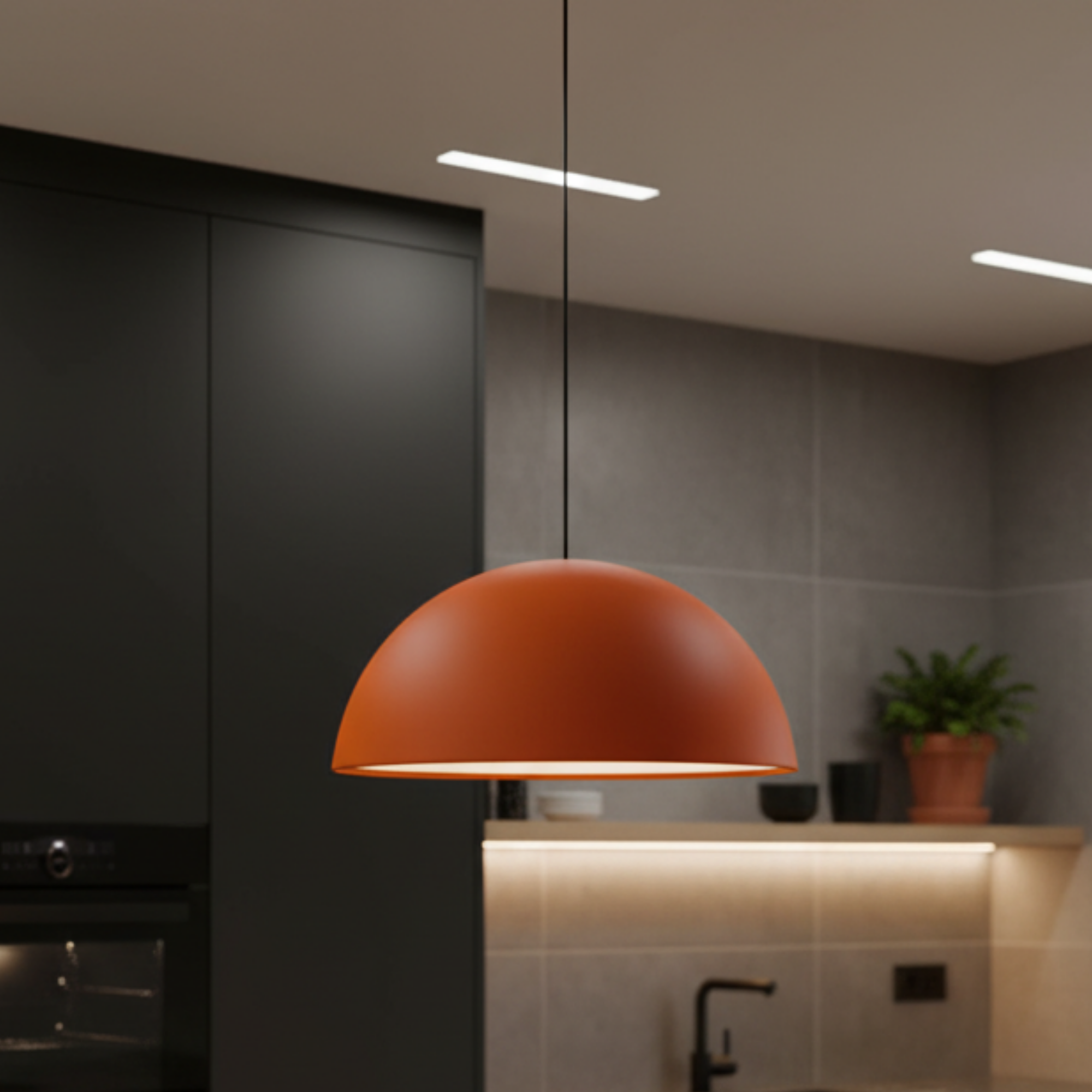 High-quality, Large Size, Vibrant Orange Modern Pendant Light