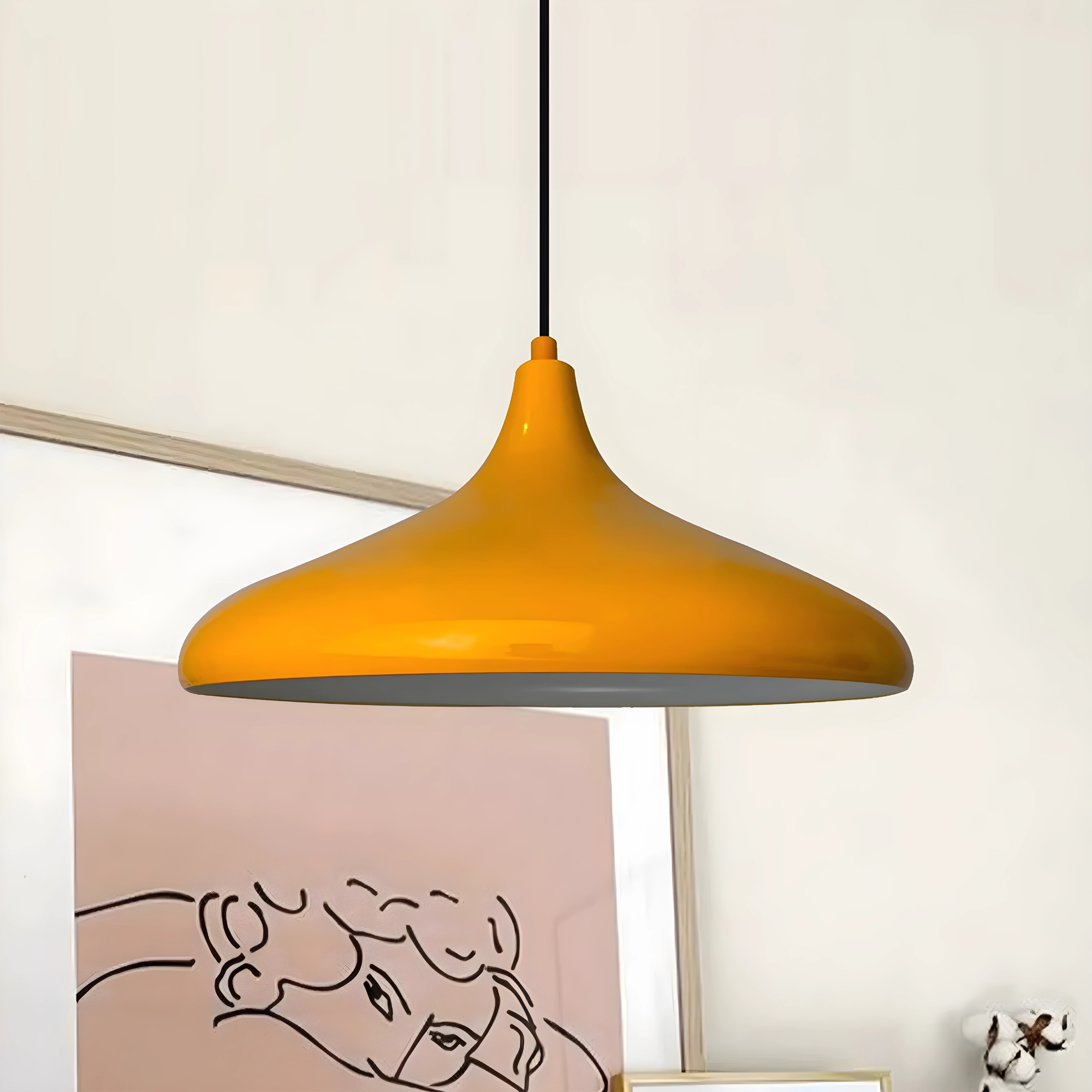 Modern Mustard Yellow Pendant Light for Kitchen Island, Dining Room or Living Room