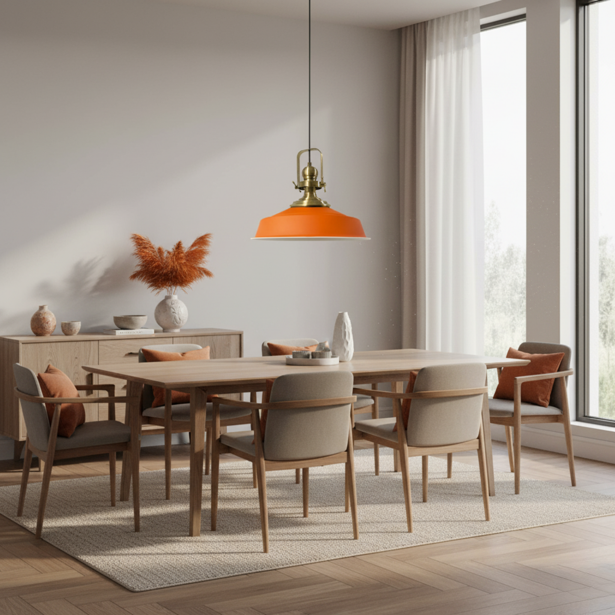 Vibrant Orange, High-quality Metal Pendant Light for for Modern Spaces