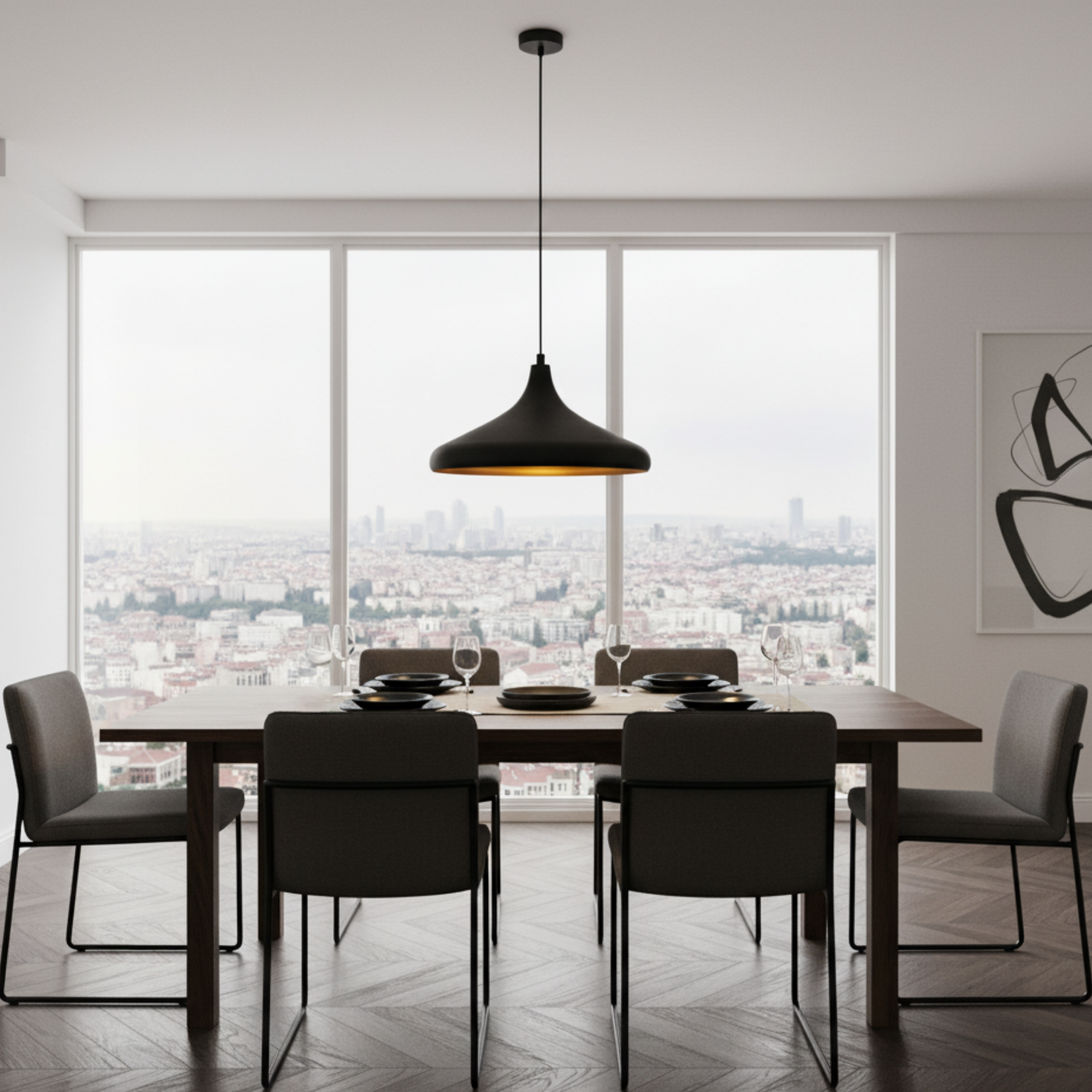 Modern Black Pendant Light for Kitchen Island, Dining Room or Living Room