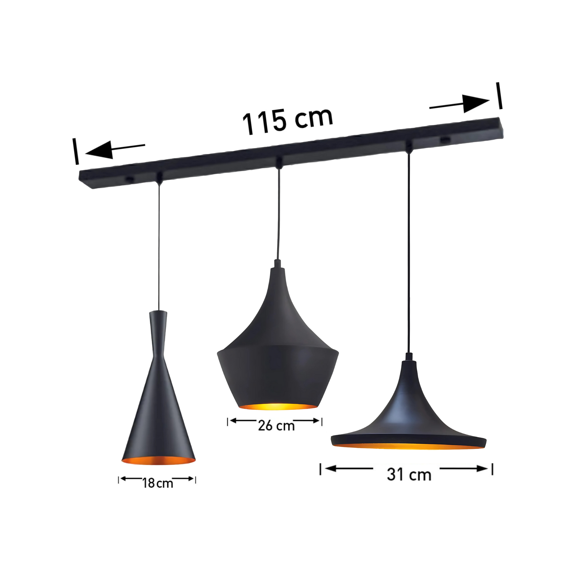 Luxury 3-Piece Modern Pendant Light Set – Black Designer Cluster, High-Quality Metal